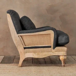 Nkuku Abe Linen Armchair - Charcoal