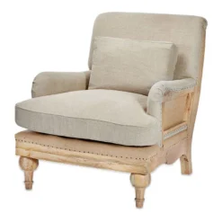 Nkuku Abe Linen Armchair - Stone Living Room