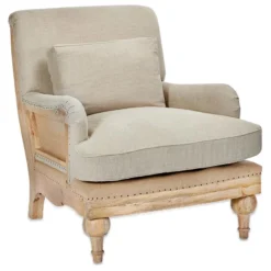 Nkuku Abe Linen Armchair - Stone Living Room
