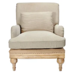 Nkuku Abe Linen Armchair - Stone Living Room