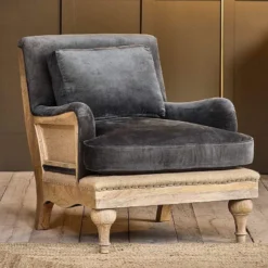 Nkuku Abe Velvet Armchair - Moss Living Room