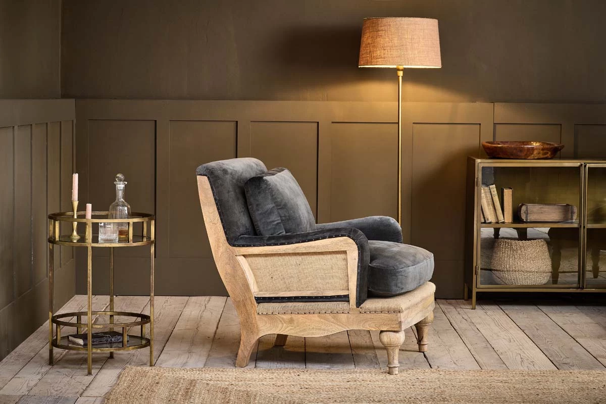 Nkuku Abe Velvet Armchair - Moss Living Room 5 Nkuku Abe Velvet Armchair - Moss Living Room