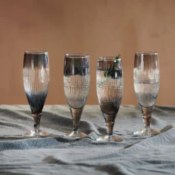 Nkuku Abeeko Champagne Glass - Smoke (Set Of 4)