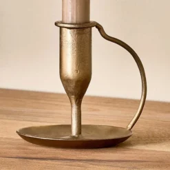 Nkuku Ada Iron Candlestick - Antique Brass
