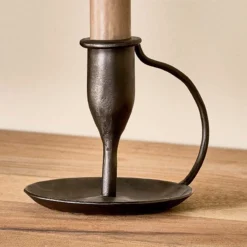 Nkuku New Arrivals Ada Iron Candlestick - Antique Black