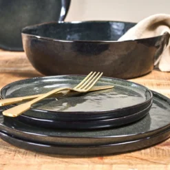 Nkuku Amina Dinner Plate - Sea Grey