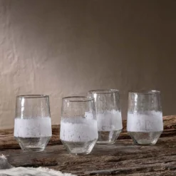 Nkuku Anara Etched Tumbler - Clear - Small (Set Of 4) Tableware