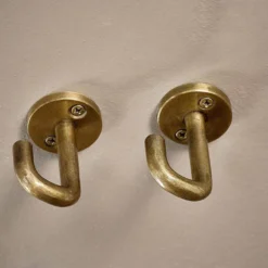 Nkuku Aniko Iron Ceiling Hook - Brass (Set Of 2) Decorative Hooks