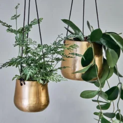 Nkuku Home Accessories Atsu Brass Hanging Planter