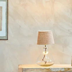 Nkuku Baba Clear Glass Lamp - Small Wide Living Room