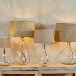 Nkuku Baba Clear Glass Lamp - Small Wide Living Room