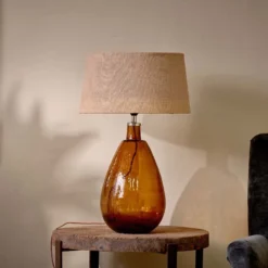 Nkuku Baba Glass Lamp - Burnt Amber - Large Tall