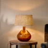 Nkuku Living Room Baba Glass Lamp - Burnt Amber - Large Wide