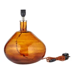 Nkuku Living Room Baba Glass Lamp - Burnt Amber - Large Wide