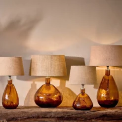 Nkuku Baba Glass Lamp - Burnt Amber - Small Tall Living Room