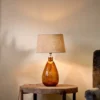 Nkuku Baba Glass Lamp - Burnt Amber - Small Tall Living Room