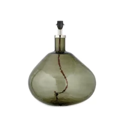 Nkuku Living Room Baba Green Smoke Glass Lamp - Large Wide
