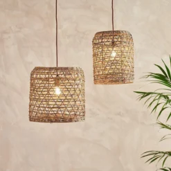 Nkuku Hallway & Bootroom Beru Rattan Lampshade - Small Cylinder
