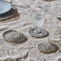 Nkuku Braided Hemp Coaster - Soft Grey (Set Of 4) Hemp Rugs & Accessories