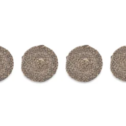 Nkuku Braided Hemp Coaster - Soft Grey (Set Of 4) Hemp Rugs & Accessories