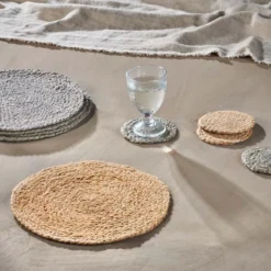 Nkuku Hemp Rugs & Accessories Braided Hemp Coasters - Natural (Set Of 4)