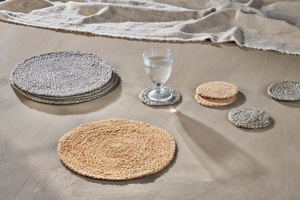 Nkuku Hemp Rugs & Accessories Braided Hemp Coasters - Natural (Set Of 4) 4 Nkuku Hemp Rugs & Accessories Braided Hemp Coasters - Natural (Set Of 4)