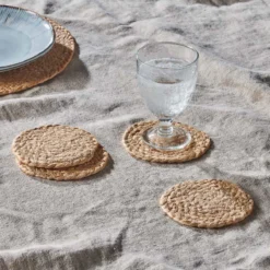 Nkuku Hemp Rugs & Accessories Braided Hemp Coasters - Natural (Set Of 4)