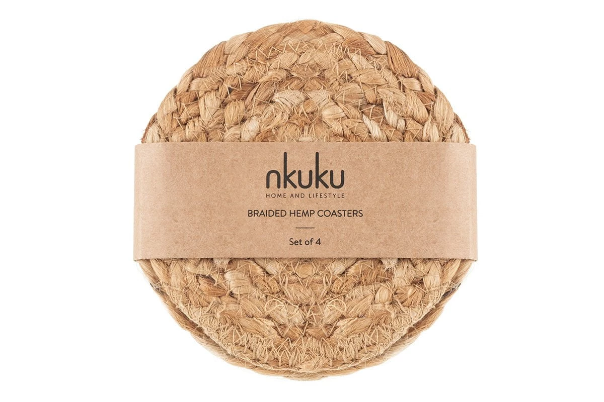 Nkuku Hemp Rugs & Accessories Braided Hemp Coasters - Natural (Set Of 4) 6 Nkuku Hemp Rugs & Accessories Braided Hemp Coasters - Natural (Set Of 4)