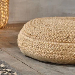 Nkuku Braided Hemp Pouf - Natural Soft Furnishings