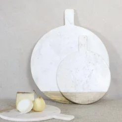 Nkuku Bwari Round Marble Board - Small - White Serveware