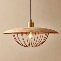Nkuku New Arrivals Chakai Wood & Metal Pendant - Large