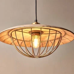 Nkuku New Arrivals Chakai Wood & Metal Pendant - Large