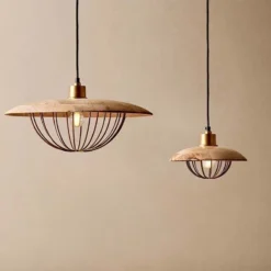 Nkuku New Arrivals Chakai Wood & Metal Pendant - Large