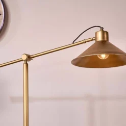 Nkuku Challa Iron Armed Floor Lamp - Antique Brass