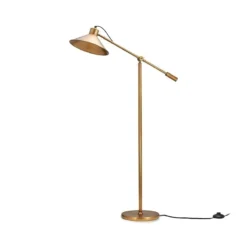 Nkuku Challa Iron Armed Floor Lamp - Antique Brass