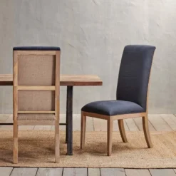 Nkuku Chapora Linen Dining Chairs - Charcoal (Set Of 2) Kitchen & Dining Room