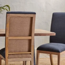 Nkuku Chapora Linen Dining Chairs - Charcoal (Set Of 2) Kitchen & Dining Room