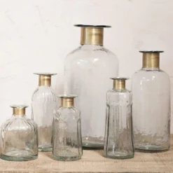 Nkuku Chara Hammered Bottle - Lines