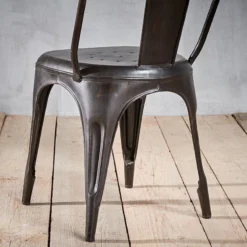 Nkuku Kitchen & Dining Room Chari Industrial Chair Distressed Black