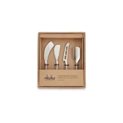 Nkuku Tableware Darsa Cheese Knife Set - Brushed Silver (Set Of 4)