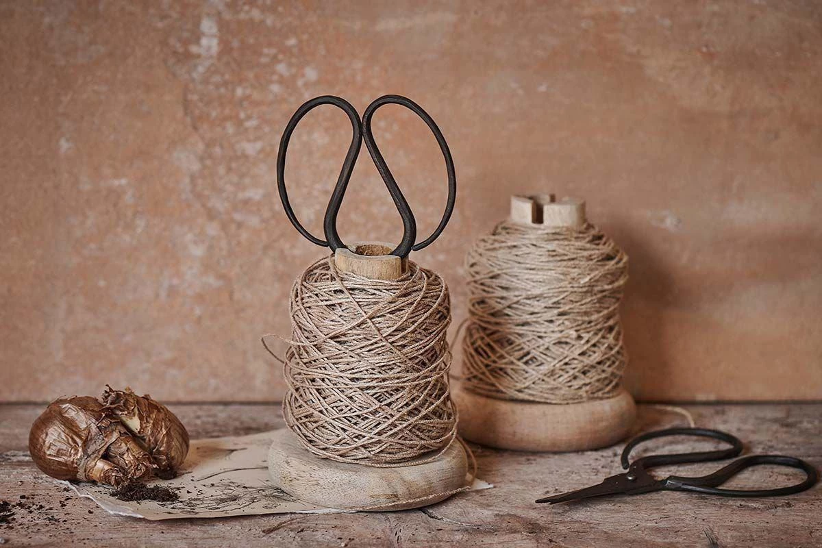 Nkuku Dende Wooden Bobbin With String & Scissors Planters & Vases 3 Nkuku Dende Wooden Bobbin With String & Scissors Planters & Vases
