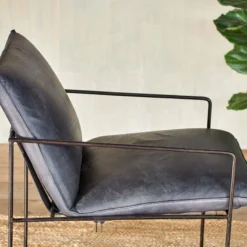 Nkuku Living Room Durium Leather Lounger - Aged Black