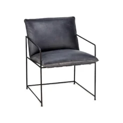 Nkuku Living Room Durium Leather Lounger - Aged Black