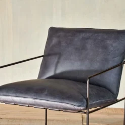 Nkuku Living Room Durium Leather Lounger - Aged Black