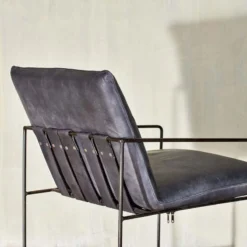 Nkuku Living Room Durium Leather Lounger - Aged Black