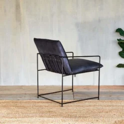 Nkuku Living Room Durium Leather Lounger - Aged Black