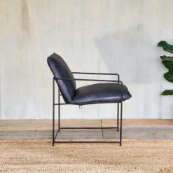 Nkuku Living Room Durium Leather Lounger - Aged Black