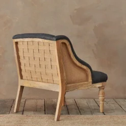 Nkuku Elbu Linen Armchair - Charcoal Living Room