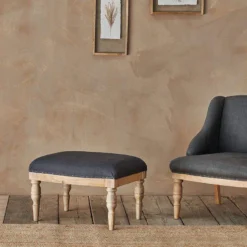 Nkuku Elbu Linen Armchair - Charcoal Living Room