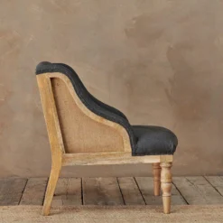 Nkuku Elbu Linen Armchair - Charcoal Living Room